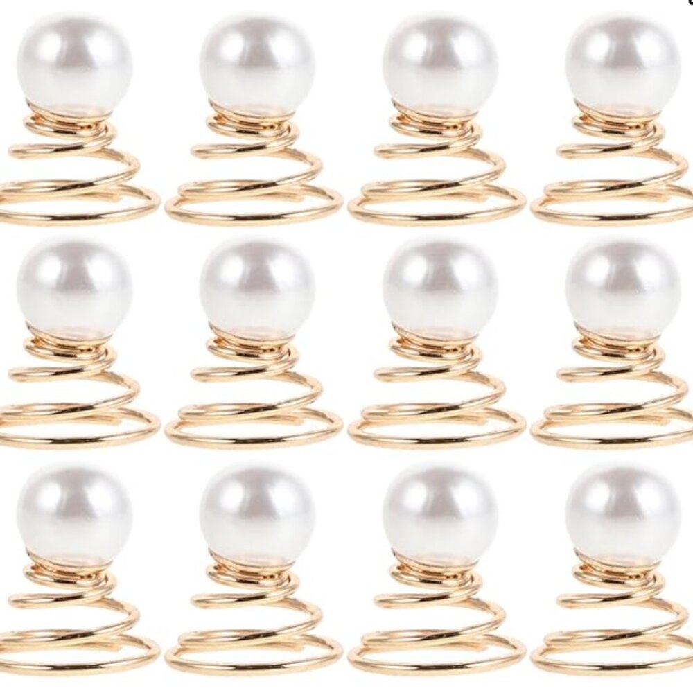 12pcs Pearl Spiral Hair Pins,Gold Twists Hair Coils Pearls Hair Clips *NWT*